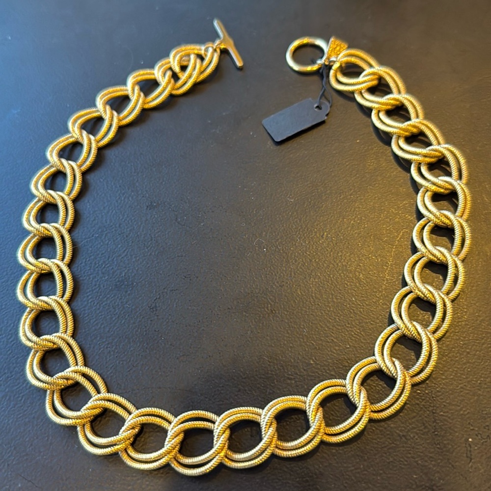 Beautiful Vintage Anne Klien Double Strand Gold Plated 18” Choker Necklace